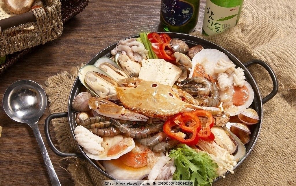海鲜火锅图片,釜山料理 韩国料理 西餐美食 餐饮