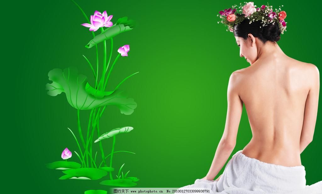spa 美女 荷花 洗浴 桑拿图片