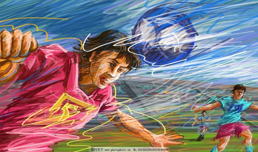 高清晰蜡笔速写体育运动 足球 动漫动画